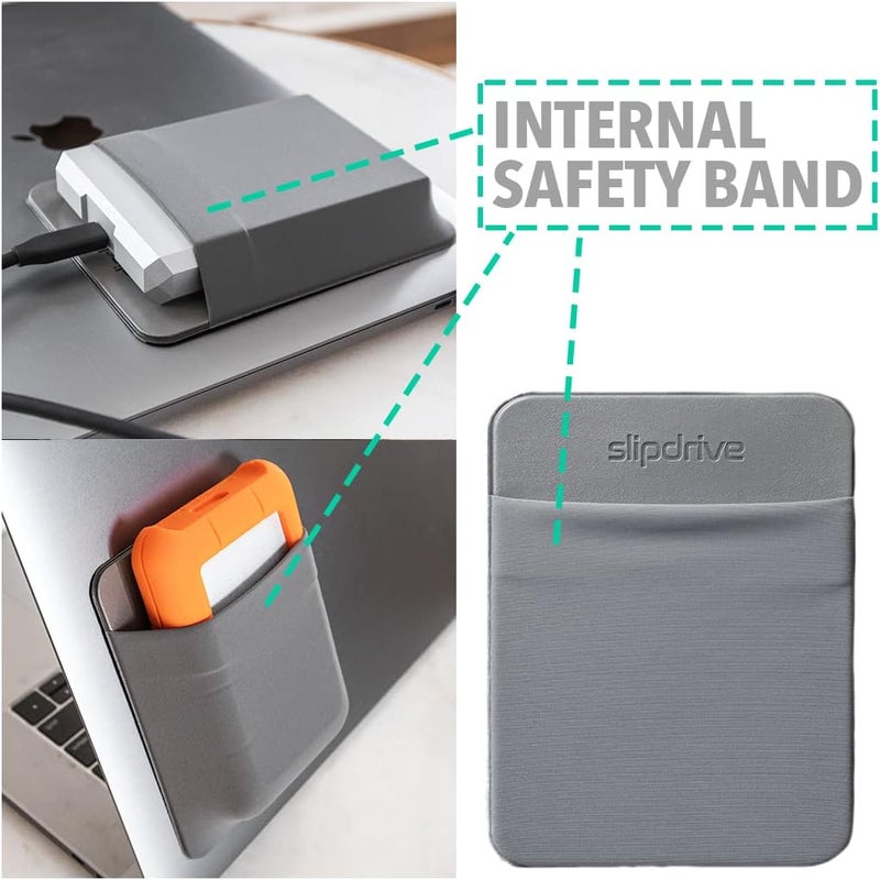 Slipdrive حافظة قرص صلب محمولة للكمبيوتر المحمول - قرص صلب HDD - لاصق قابل لإعادة الاستخدام - 5.5 بوصة × 4.5 بوصة - حافظة حمل خارجية للقرص الصلب - حقيبة سفر جيب (كبيرة، رمادية) - Image 3